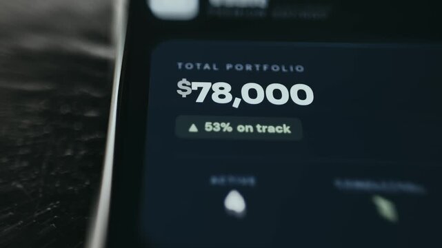 Financial dashboard showing a Total Portfolio value of 78K USD
