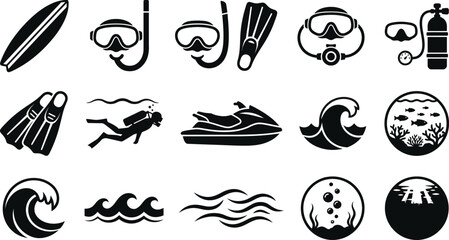 Water Sports and Diving Equipment Icons Set © Natural flower 