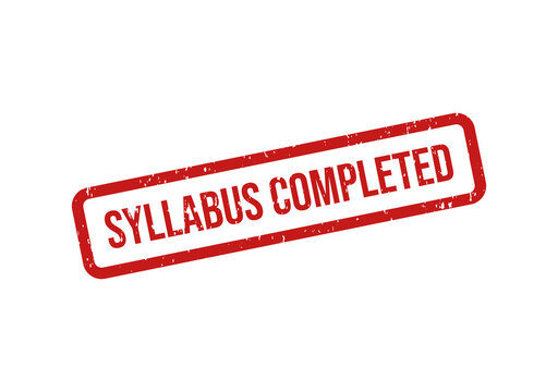 Red completed stamp with syllabus text in bold letters
