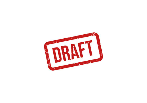 Red draft stamp with bold lettering