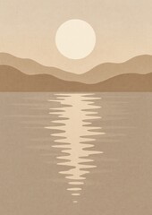 Fototapeta premium Minimalist sunset over calm water