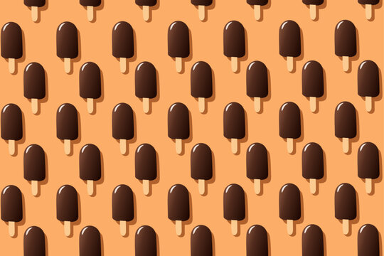 Chocolate-covered popsicle pattern on a peach-colored background