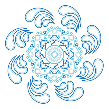Marine Inspired Mandala colored outline
