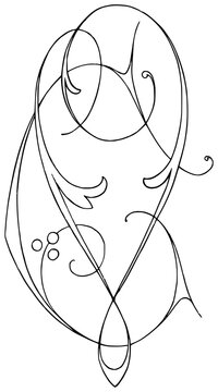 Decorative Intertwined Monogram Letters C and V Line Art