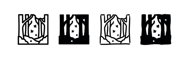 Forest landscape icons, framed, outlined and filled © liubomir118809