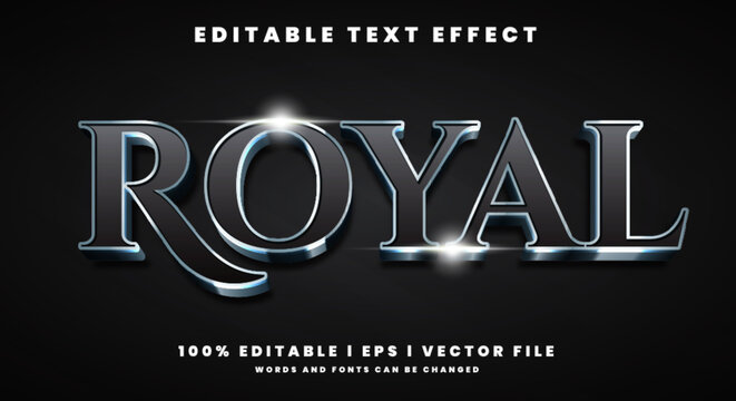 Editable royal 3d text effects, metal colors.