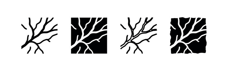 Obraz premium Tree branch illustrations, simple outline to dense silhouette
