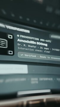 Healthcare application verifying an Amoxicillin 500mg prescription