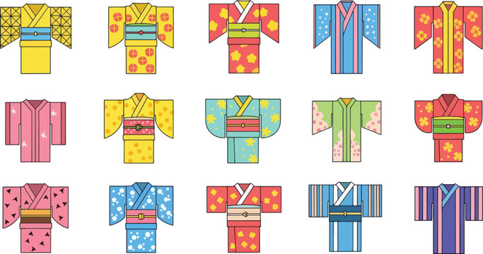 A collection of Japanese kimono patterns is displayed.