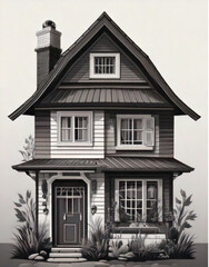 Obraz premium Charming Vintage Two Story House with Detailed Facade.