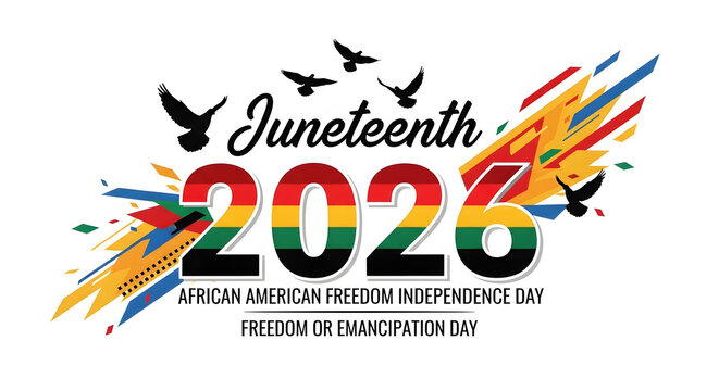 Juneteenth Celebration Design with Birds and Rainbow Colors