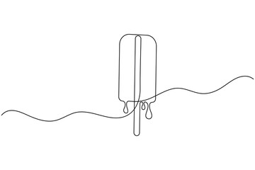 Obraz premium Dripping popsicle ice cream bar continuous one line drawing minimalist ice cream dessert vector illustration