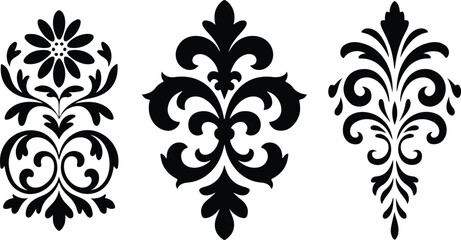 Fototapeta premium Baroque floral black silhouette vector logo element with elegant ornamental decorative design