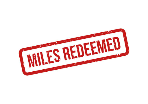 Red stamp with miles redeemed text design