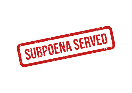Red subpoena served stamp with bold text