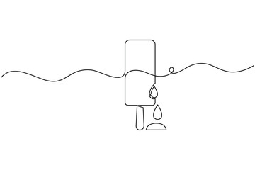 Obraz premium Frozen popsicle ice cream bar continuous one line drawing minimalist ice cream dessert vector illustration