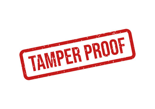 Red tamper proof security stamp on transparent background