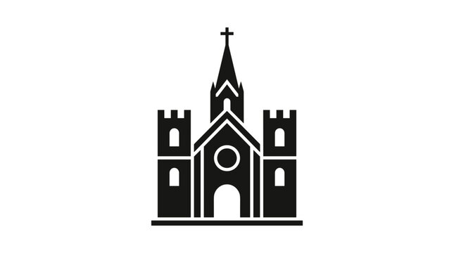Gothic style church building with steeple and towers.