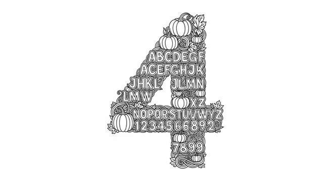 Number Four Made of Letters.
