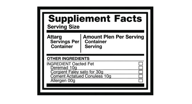 Nutrition label on a product package.