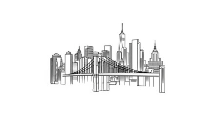 Obraz premium Bridge in New York City Skyline.