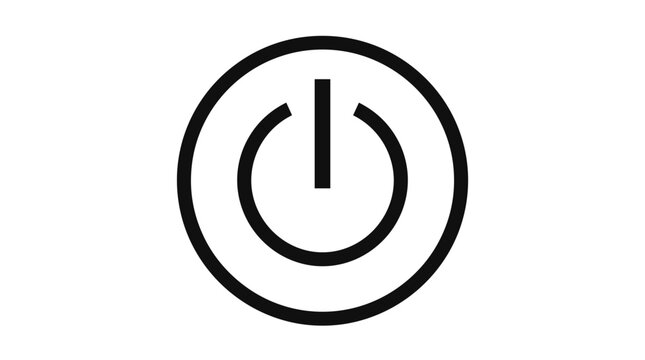 Simple power button symbol isolated on white background.