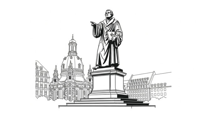 Statue of a man in robe.