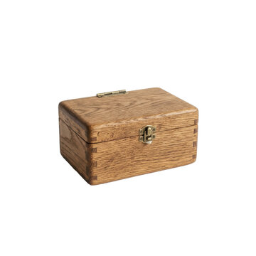 Wooden box with metal latch and hinge