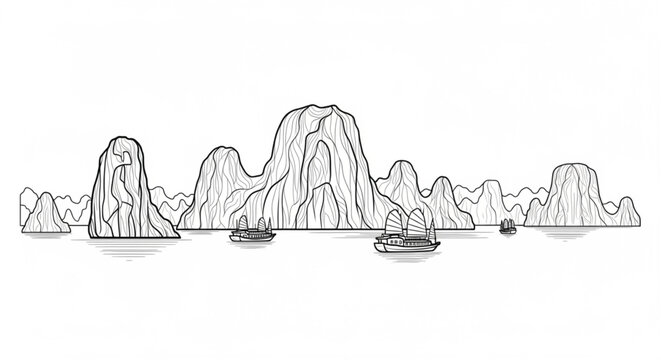 Icebergs floating in the ocean water.