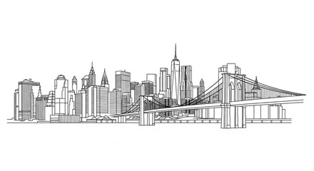 Fototapeta premium New York City Skyline Illustration.