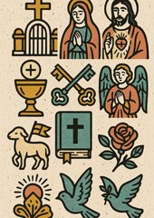 Obraz premium Colorful religious iconography wallpaper