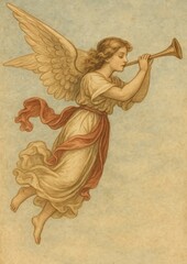 Obraz premium Ethereal angelic trumpet serenade.