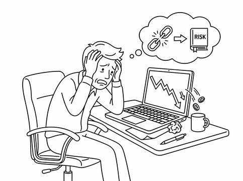 Stressed Businessman Worried About Business Risk and Financial Loss