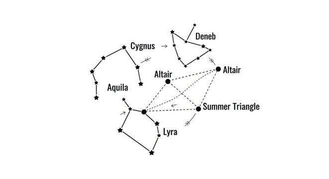 Summer Triangle Star Constellation Pattern.