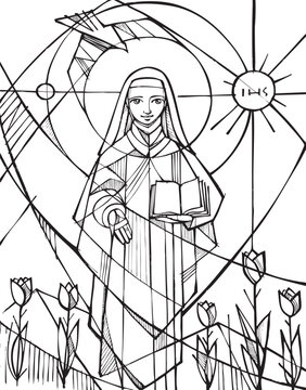 Saint Th&eacute;r&egrave;se of the Child Jesus Hand Drawn Illustration
