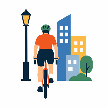 A cyclist riding a bicycle through the city street.