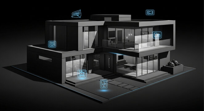 3d rendering of a modern computer room