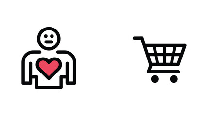 Simple of a person holding a heart and a shopping cart with coins © Creativedesign29