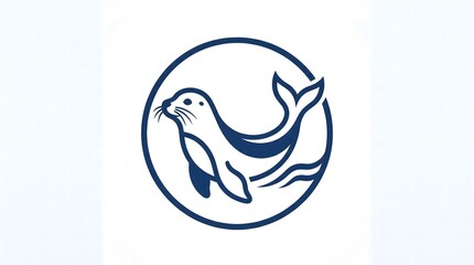Naklejka premium Minimalist seal logo design template featuring a stylized marine mammal inside a circle