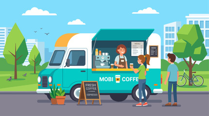 a colorful illustration of a food truck. © Abhinaya Project