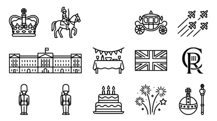 Obraz premium UK Royal Symbols and Icons Collection - Line Art