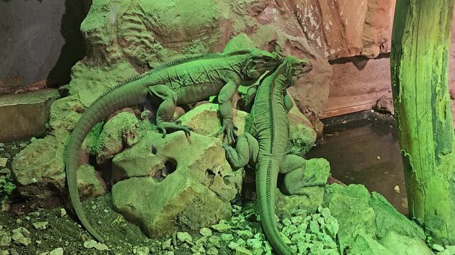 two iguana lizard in a zoo italy