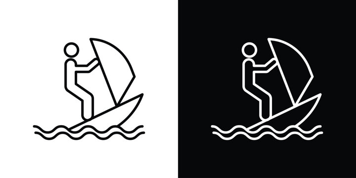 Windsurf icon in editable outlined, Vector EPS10
