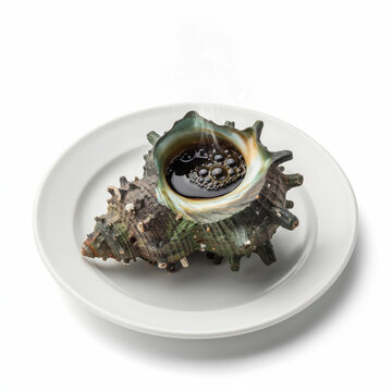 Sazae no Tsuboyaki Grilled Turban Shell Isolated on White Background Square Composition Studio Shot