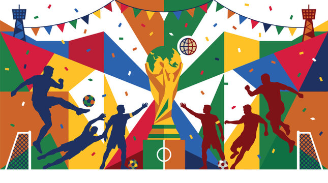 Soccer Football Nations World Cup Trophy Poster for International Multi Team Tournament Event Branding Championship Promotion and Design