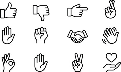 Fototapeta premium Hand Gesture Icon Set