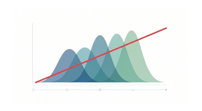 Minimalist flat vector illustration of predictive analysis forecasting models and statistical data trends on a white backgroun