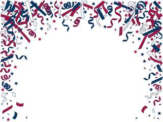 Obraz premium Patriotic Confetti Streamer Star Border Frame for USA Independence Day Anniversary Celebration Holiday Greeting Card and Event Design Use