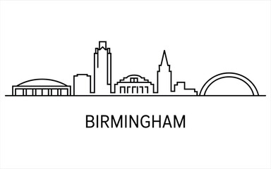 Fototapeta premium Minimalist silhouette of birmingham city skyline against horizon