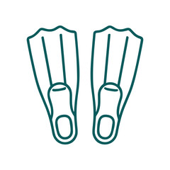 Green flippers for swimming pool diving. © istanto
